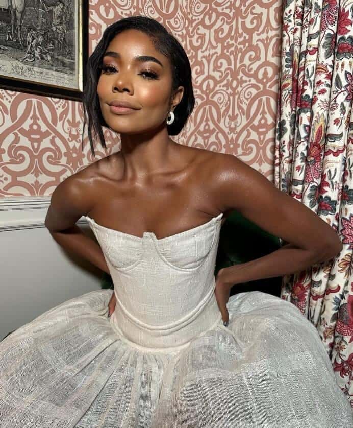 Gabrielle Union wearing white dress