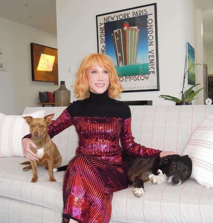 Kathy Griffin with her pet dogs