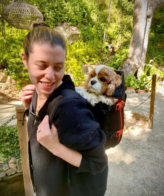 Lauren Miller with pet dog Zelda