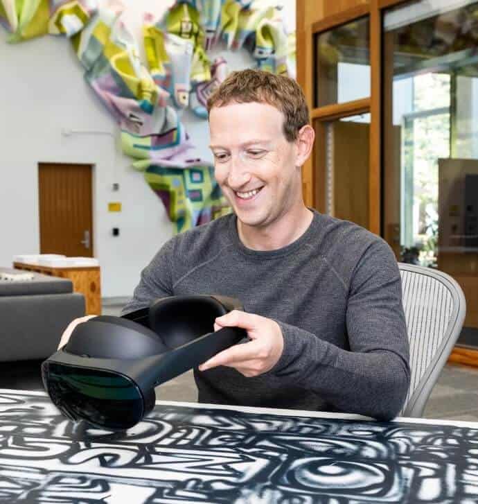 Mark Zuckerberg holding Meta Quest Pro