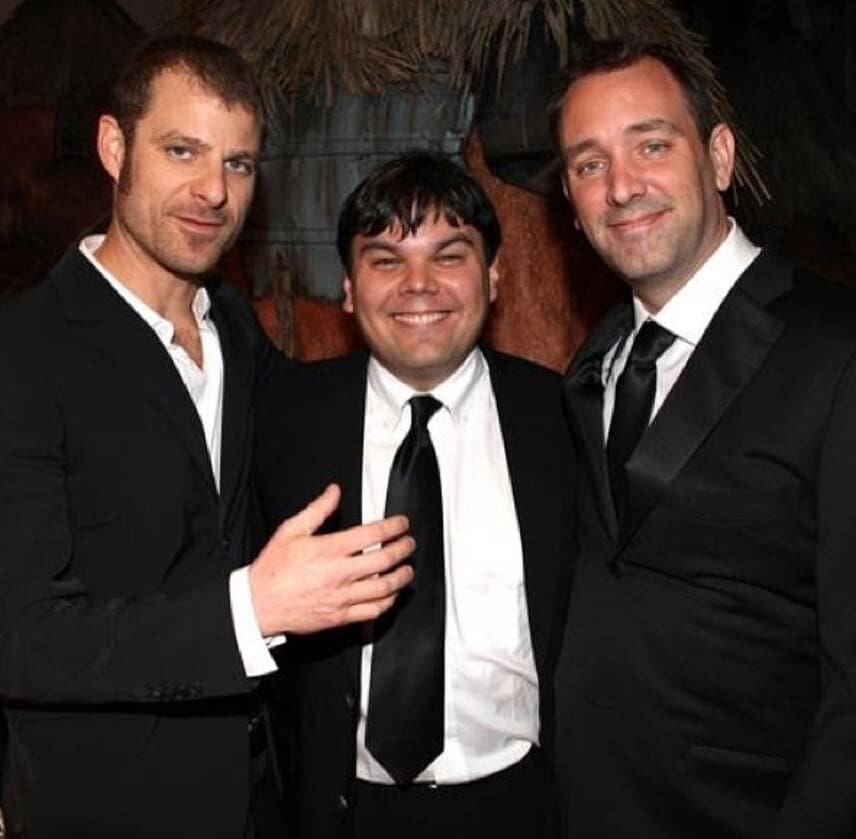 Matt Stone with Trey Parker and Robert Lopez