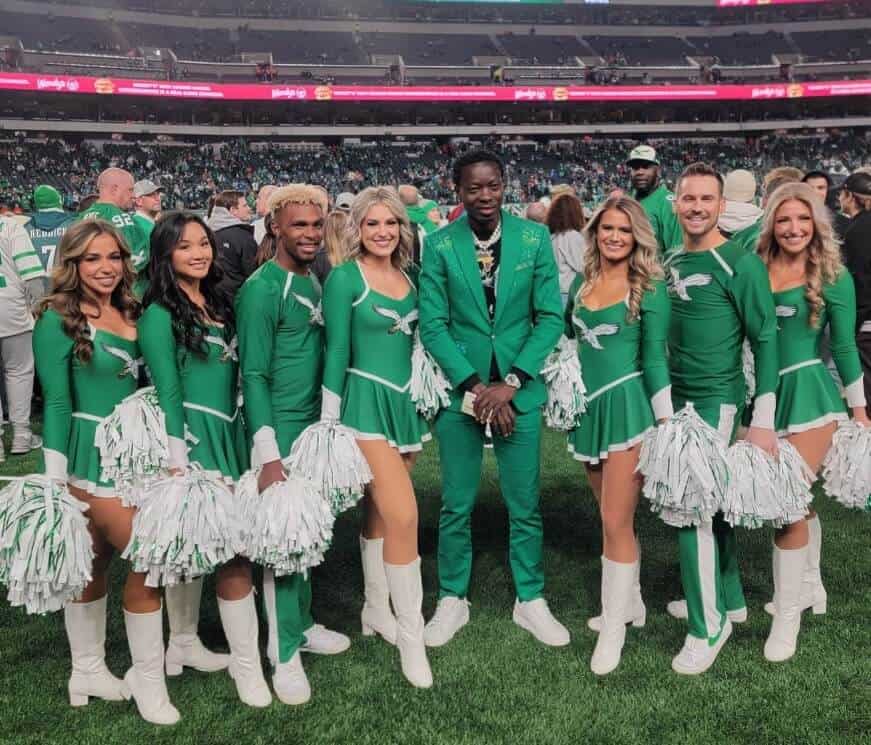 Michael Blackson supporting Philadelphia Eagles