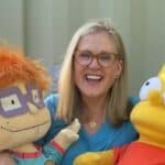 Nancy Cartwright with Chuckie Finster and Bart Simpson