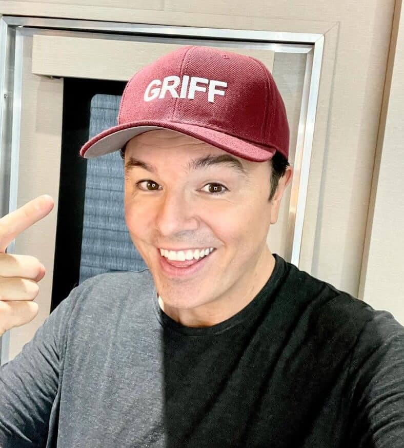 Seth MacFarlane wearing Griffins Cap