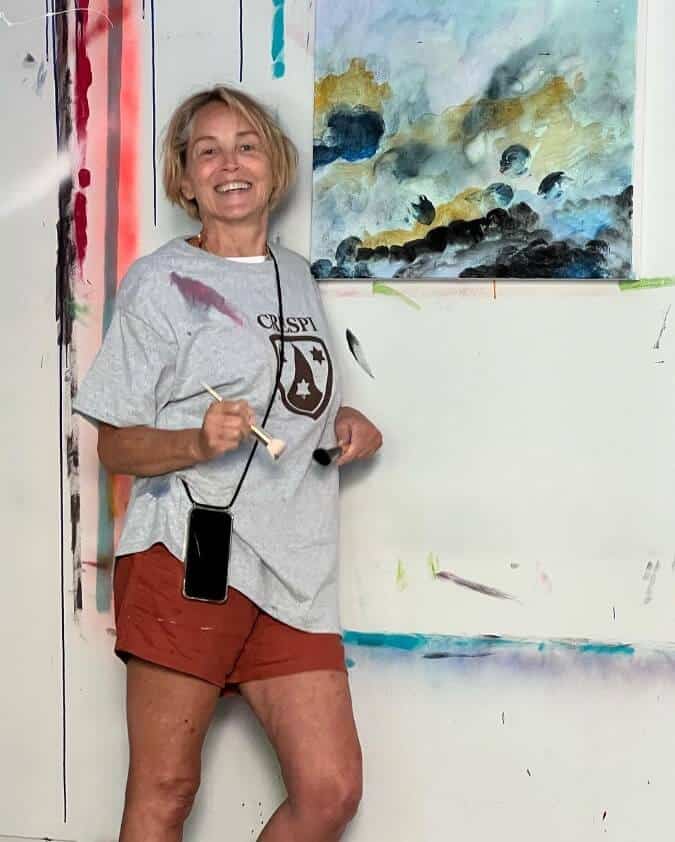 Sharon Stone painting in free time