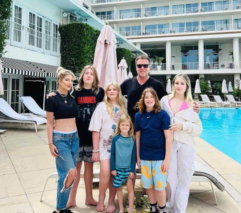 Tori Spelling with her family in California